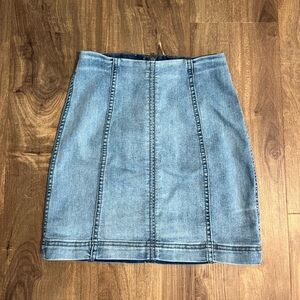 Free People Denim Mini Skirt, Size 0, Light Blue Wash